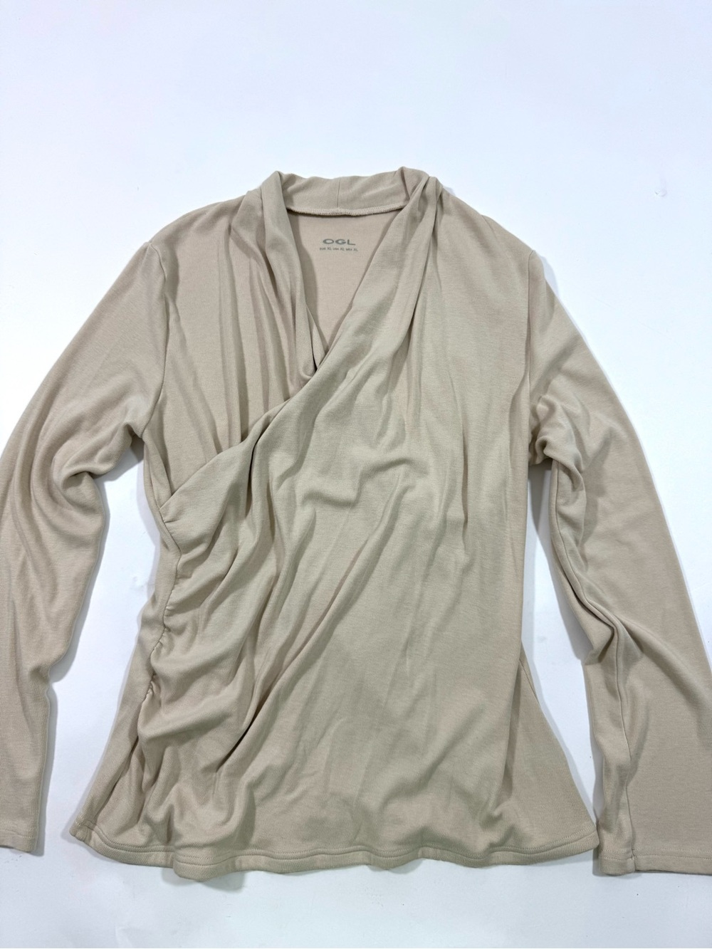 OGL Surplice Long Sleeve Top Beige